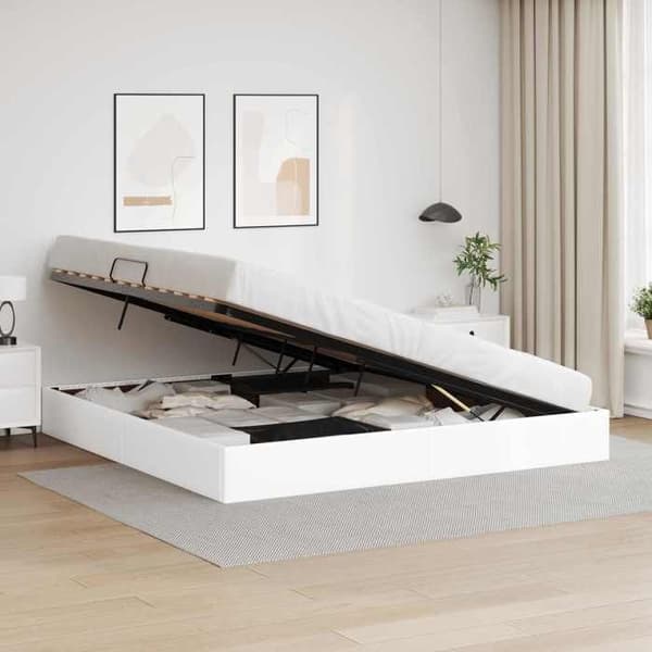 Maison Exclusive - Sängram ottoman Vit 200 x 200 cm Konstläder