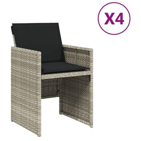 Maison Exclusive - Havestole med puder sæt af 4 lys grå poly rattan