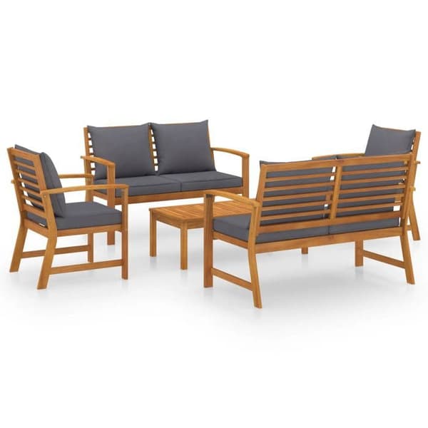Maison Exclusive - Havegruppe 5 stk med pude i solid akacietræ