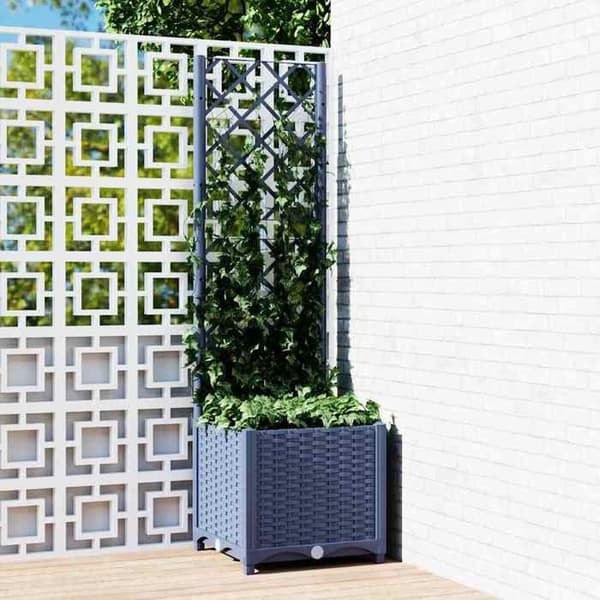 Maison Exclusive - Havekasse med gitter Blå Grå 40x40x136 cm PP