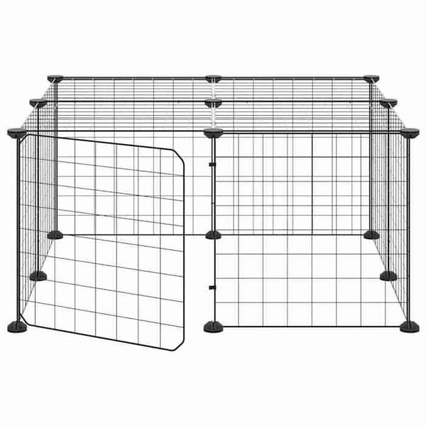 Maison Exclusive - Kæledyrbur med 12 paneler og dør Sort 70x70x35 cm