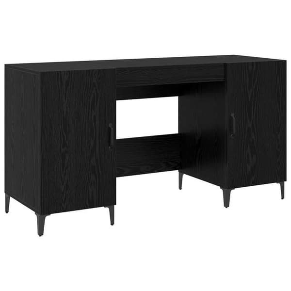 Maison Exclusive - Kontor Sort egetræ Ingeniørtræ 140 x 50 x 75 cm