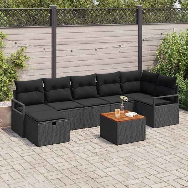 Maison Exclusive - 8 stk. have-sofa sæt i sort poly rattan Svart