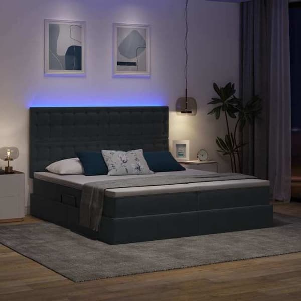Maison Exclusive - LED-säng med förvaring och mörkgrå madrass 180 x 200 cm Mörkgrå