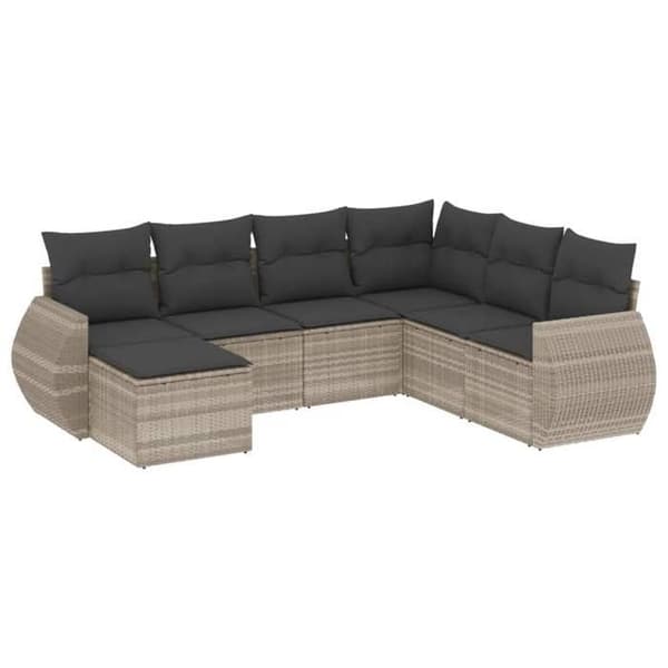 Maison Exclusive - Trädgårdsmöbler med kuddar 7 delar ljusgrå flätad resin