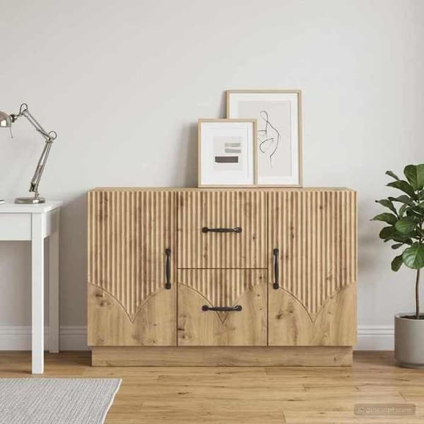 Maison Exclusive - Buffet i håndlavet egetræ 89 x 34,5 x 57 cm Ingeniørtræ