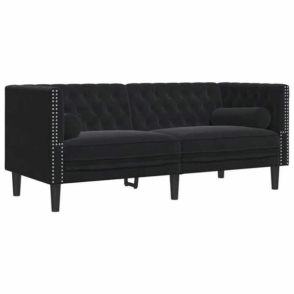 Maison Exclusive - Chesterfield sofa med puder til 2 personer i sort velour