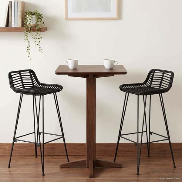 Baari-istuin - MAISON EXCLUSIVE - Rottinki ja Teräs - 2 kpl - Musta - 44 x 46 x 91 cm Svart