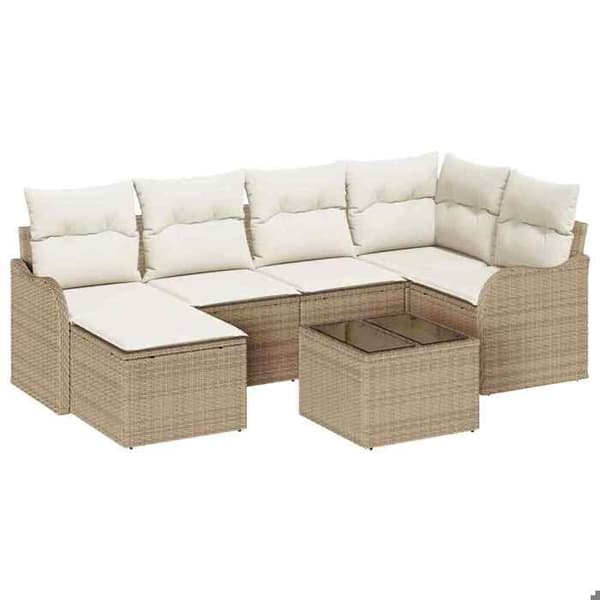 Maison Exclusive - Beige polyrottinkinen puutarhakalustesetti