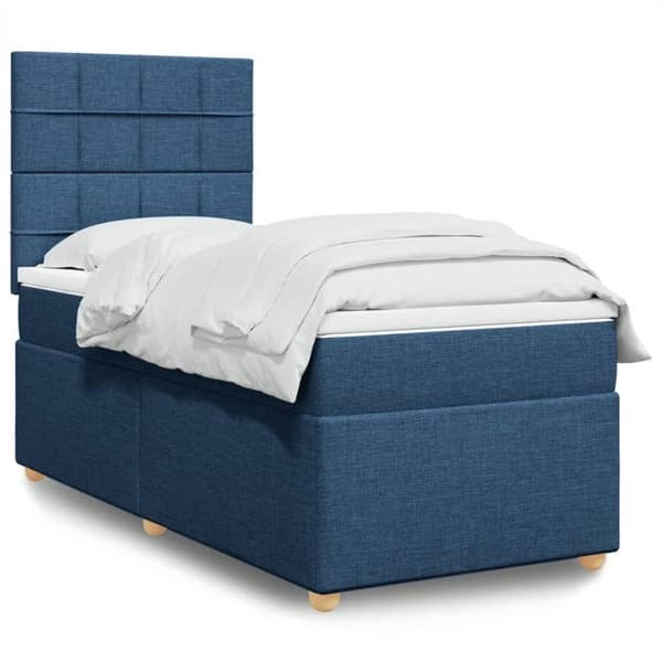 Maison Exclusive - Sengestel med springmadras Blå 90x200 cm Stof
