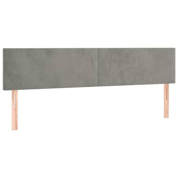 Hovedgærde - EKSKLUSIV HUS - 200 x 5 x 78/88 cm - Lys grå - Velour - Massivt træ Ljusgrått
