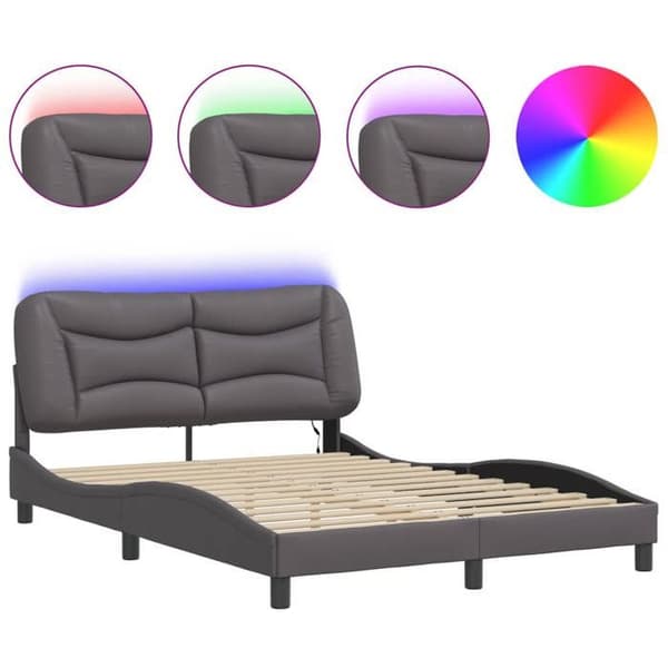 Maison Exclusive - Sengestel med LED uden madras Hvar grå 120x200 cm Grå