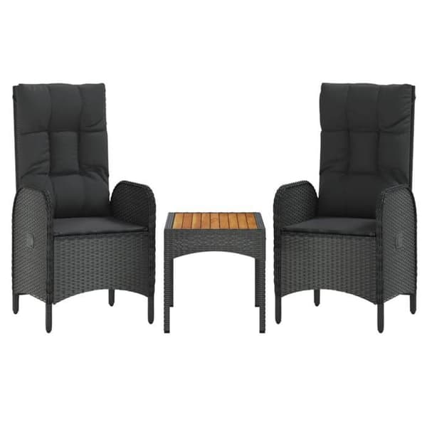 Maison Exclusive - Trädgårdsmöbler 3 delar med kuddar Svart flätad resin
