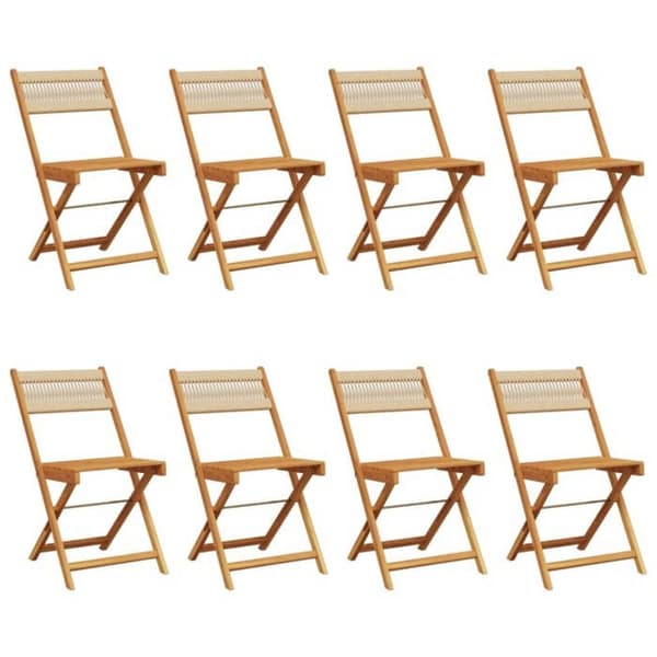 Maison Exclusive - Fällbara stolar 8 delar Beige Massivt Akaciaträ beige