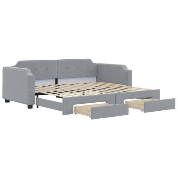 Päivävuode - EXCLUSIVE KOTI - 80x200 cm - Alivuode - 2 laatikkoa - Harmaa kangas