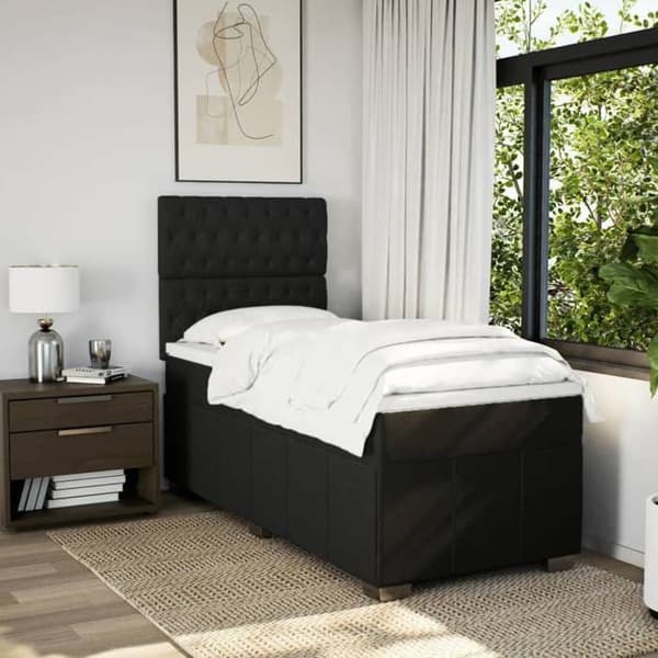 Sengestel med madras - Eksklusiv Hus - 90x200 cm - Sort - Lamelseng