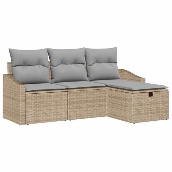 Trädgårdsmöbler - EXKLUSIVT HUS - Set 4 delar polyrotting - Beige - Väderbeständig - Modulär