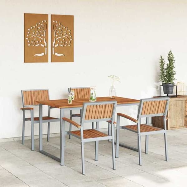 Maison Exclusive - 5 osan ruokailuryhmä puutarhaan Harmaa