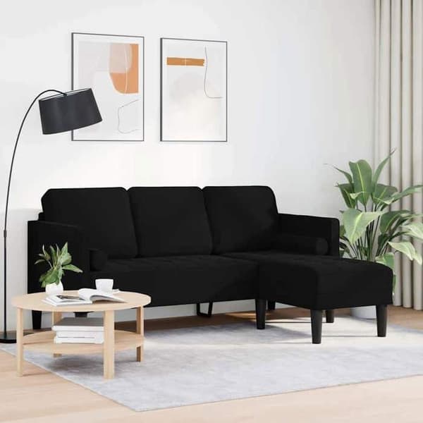 Sektionell soffa - EXKLUSIV HEM - Modulär - Svart - Polyester sammet - Ingenjörsträstruktur Svart