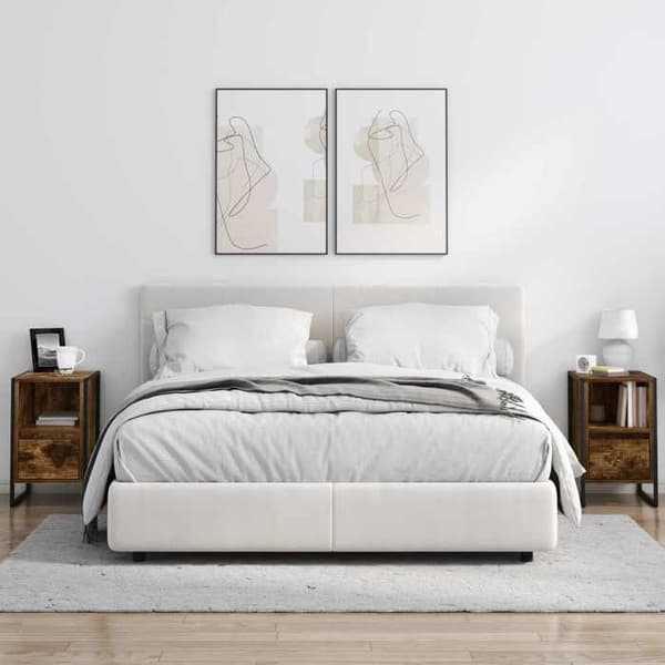 Maison Exclusive - Sängbord 2 st Rökt ek 39,5 x 30 x 50 cm