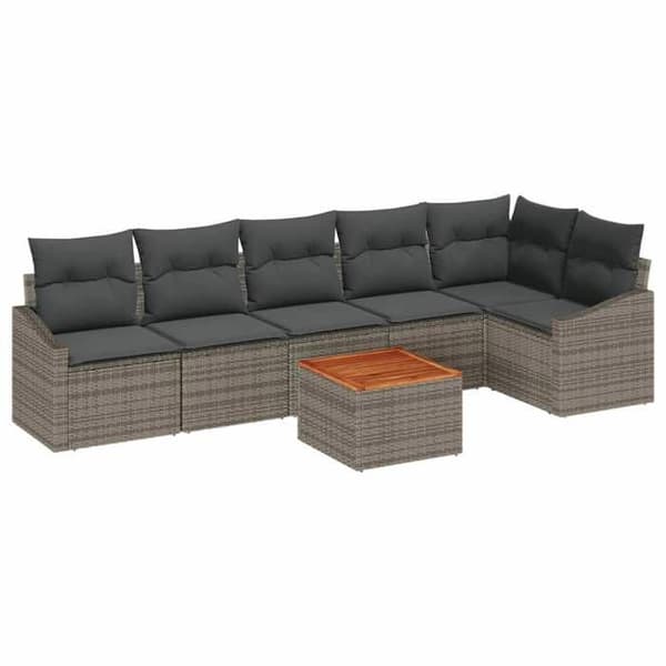 Havemøbler - MAISON EXCLUSIVE - Modulerbar - Grå - Poly rattan & akacietræ - 6 pladser Grå