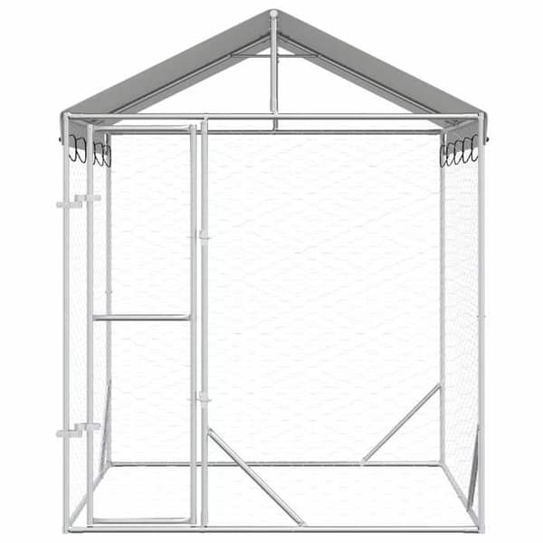 Exklusivt hus - Utomhus hundbur med silvertak 2x2x2,5 m Silver