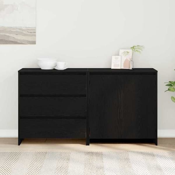 Buffet - EKSKLUSIVT HUS - Buffet 2 dele - Sort - Ingeniørtræ - 70 x 41 x 75 cm Svart