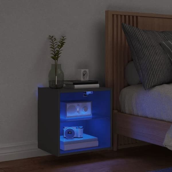 Maison Exclusive - Væghængt natbord med LED-lys sort Svart