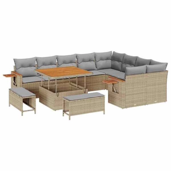 Maison Exclusive - 12 osan puutarhakalustesarja, beige polyrottinki