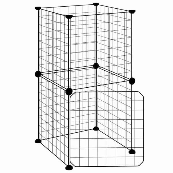 Maison Exclusive - Kæledyrbur med 8 paneler og dør Sort 35x35x70 cm