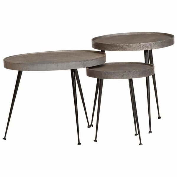 Maison Exclusive - 3 kpl hopeanvärinen komposiittipöytä Silver