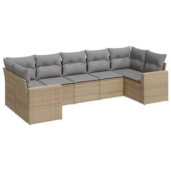 Maison Exclusive - Trädgårdsmöbler med kuddar 7 delar beige flätad resin