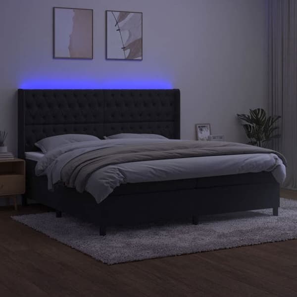 Sälepohja - Maison Exclusive - 200x200 cm - Musta sametti - Patja LED-valolla