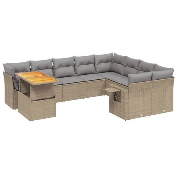 Maison Exclusive - Trädgårdsmöbler med kuddar 10 delar beige flätad resin beige