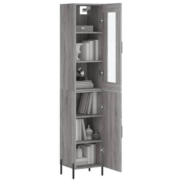 Maison Exclusive - Buffé hög Sonoma grå 34,5x34x180 cm Ingenjörsträ