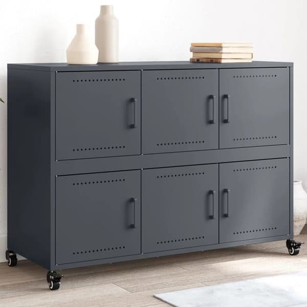 Buffet - EKSKLUSIVT HUS - Anthracite buffet - Holdbart stål - 4 hjul - 100,5 x 39 x 72 cm antracit