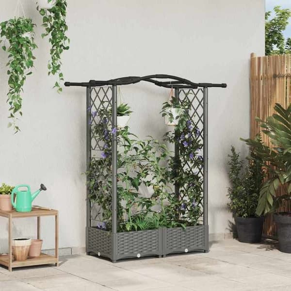 Maison Exclusive - Høj Seng med Gitter og Lys Grå Tag 124 x 40 x 123 cm PP Ljusgrått