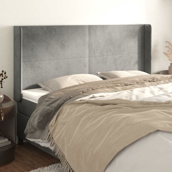 Maison Exclusive - Pääty, jossa korvat, Vaaleanharmaa 203x16x118/128 cm Sametti ljusgrått