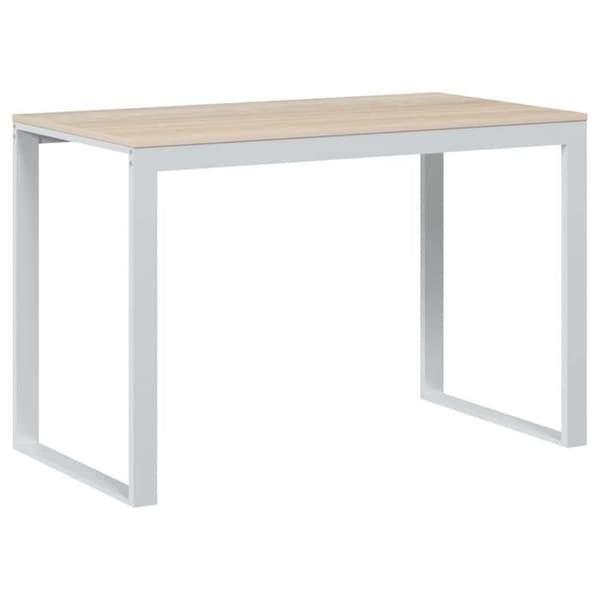 Maison Exclusive - Hvidt og egetræ computerbord 110x60x73 cm agglomereret