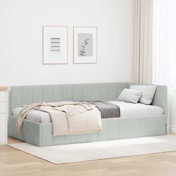 Maison Exclusive - Vaaleanharmaa kulmasänky 90 cm x 200 cm Sametti