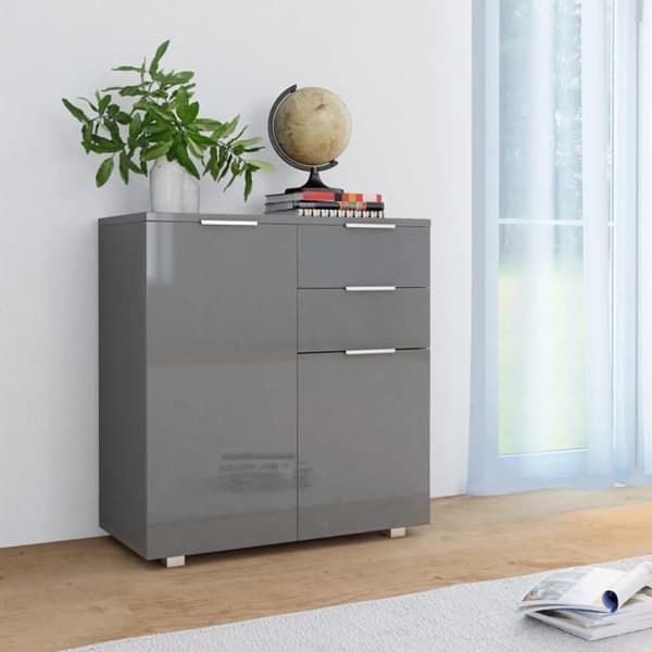 Buffet - Maison Exclusive - Glansgrå - 71 x 35 x 80 cm - Ingeniørtræ Grå