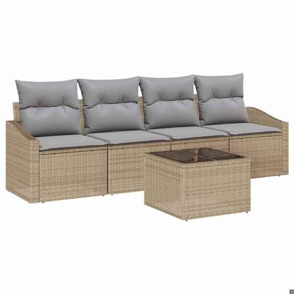 Maison Exclusive - 5 osan sohvasetti beige ja harmaa polyrottinki