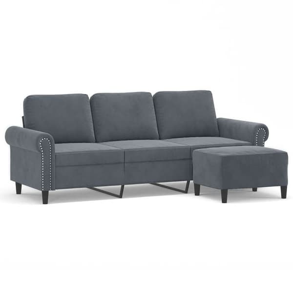 Maison Exclusive - 3-sitssoffa med fotpall Mörkgrå 180 cm Sammet