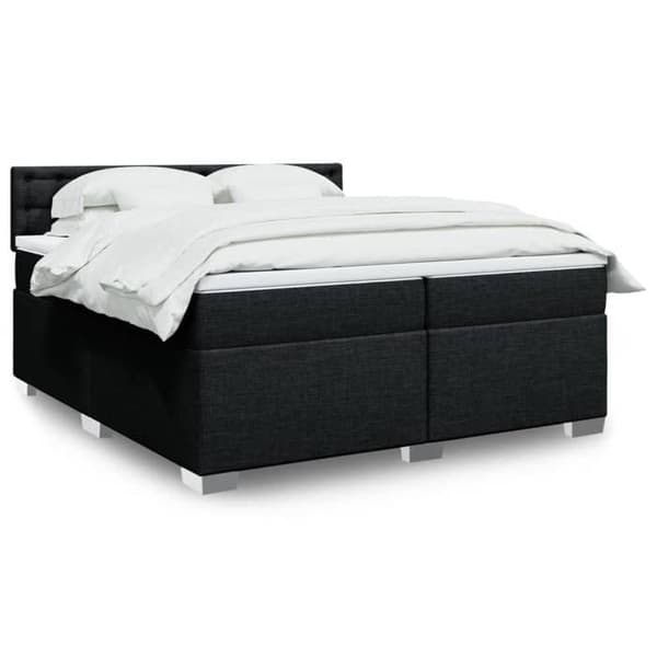 Maison Exclusive - Sengebund med lameller og madras sort 200x200 cm stof
