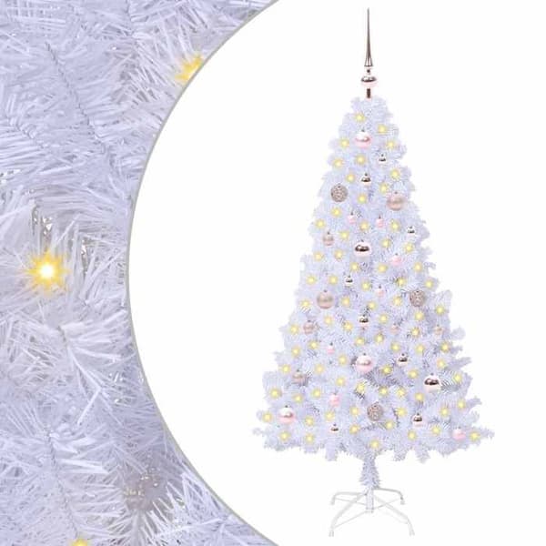 Kunstigt juletræ - EKSKLUSIV HUS - 150 cm - Hvid - LED USB 8 tilstande - PVC & stål Vit