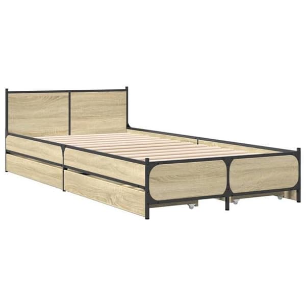 Maison Exclusive - Sengestel med skuffer uden madras egetræ sonoma 75x190 cm