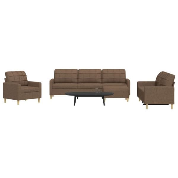 Maison Exclusive - 4-delars soffgrupp med brun tygfotpall
