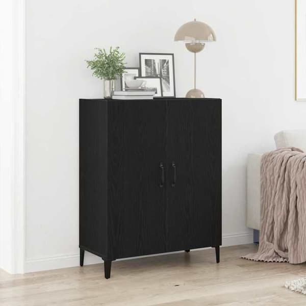 Maison Exclusive - Buffet i sort egetræ 69,5x34x90 cm i ingeniørtræ