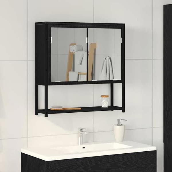 Maison Exclusive - Spejlskab Sort eg 60 x 16 x 60 cm Ingeniørtræ svart ek