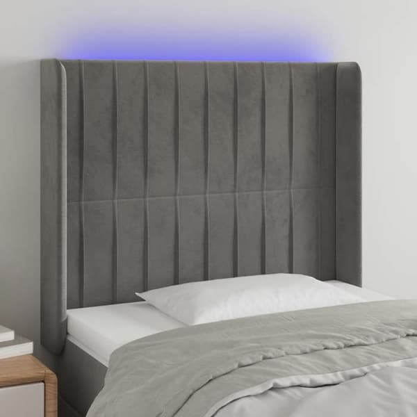 Maison Exclusive - LED Hovedgærde Lys Grå 93x16x118/128 cm Velour ljusgrått